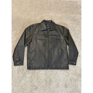 Vintage Y2K Simon Clark Detroit Style Leather Jacket Mens Medium Brown Full Zip